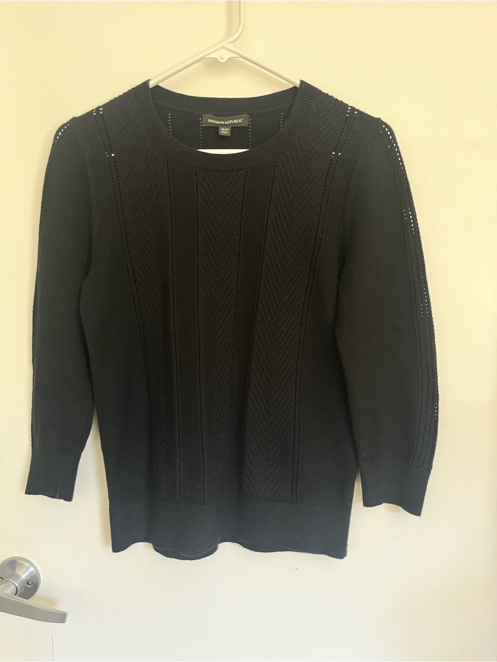 Banana Republic Black Crewneck Sweater with Textured Knit